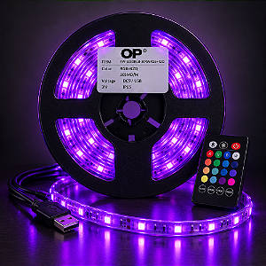 FITA DE LED 3 METROS RGB + KZQ PARA TV 5V USB 30SMD IP65 3M - FW-5050RGB-30RWRGB+KZQ