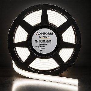 FITA DE LED 320SMD COB 12V BRANCO NEUTRO IP20 12W/M 5M 3528 - AGIMPORTS - LINEA - 12V-COB-320L-BN