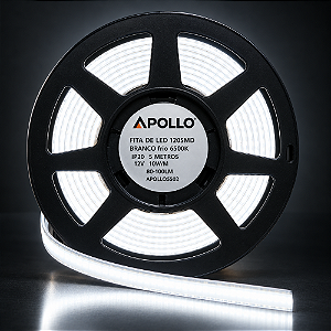 FITA DE LED 240SMD BRANCO FRIO 6500K IP20 5 METROS 12V 20W/M 80-100LM/W 2835SMD - APOLLO - APOLLO5725