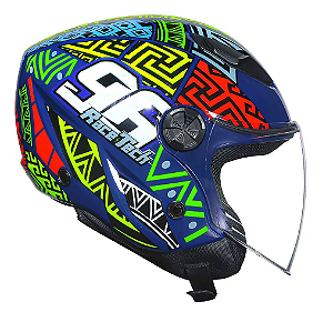 CAPACETE RACE TECH PLAY ART AZUL/VERDE