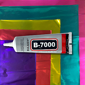 Kit 100 Papel Laminado Cores Mistas e Cola Extraforte B7000 Para Pipas