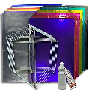 Kit Para Pipa 50 Armações Prontas 100 Folhas Mistas e 1 Cola