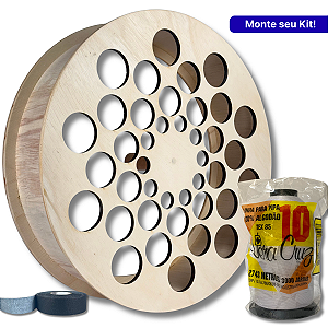 Kit Carretilha Madeira Rolamento + Linha 10 Vera Cruz + Fita