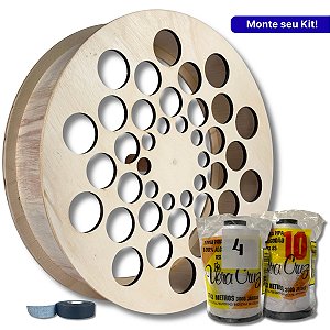 Kit Carretilha Madeira Rolamento Comum, Linha Vera Cruz 3000jds e Fita Protetora de Dedo