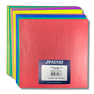 Folhas de Seda 40x40cm Riacho 100 Unidades Cores Lisas Mistas