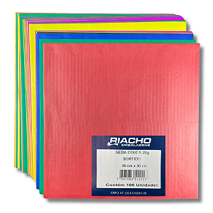 Folhas de Seda 30x30cm Riacho 100 Unidades Cores Lisas Mistas