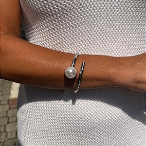 BRACELETE UMA PEROLA RODIO BRANCO