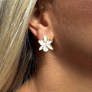 BRINCO MINI ORQUIDEA DESCONTRUIDA BRANCA