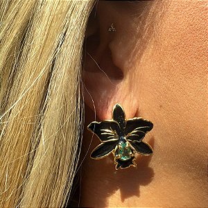 BRINCO ORQUIDEA DESCONSTRUIDA PRETA