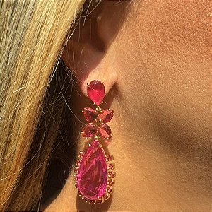 BRINCO FESTA GOTA ROSA DOURADO
