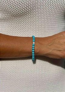 PULSEIRA OVAL DUAS CRAVAÇAO COM NANO TURQUESA