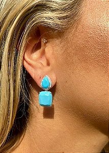 BRINCO BASE QUADRADA GOTA NANO TURQUESA