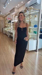 VESTIDO TRICOT ALÇA ARGOLA PRETO