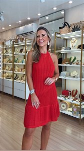 VESTIDO CURTO FRENTE UNICA LUREX VERMELHO