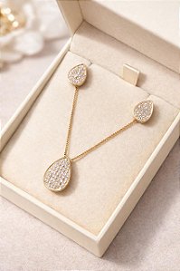 CONJUNTO GOTA MINI CRAVAÇÃO DOURADO