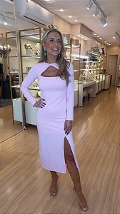 VESTIDO FLUITY MANGA LONGA ROSA