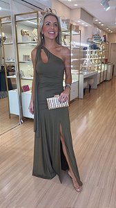 VESTIDO DRAPEADO AMARRAÇÃO LATERAL VERDE