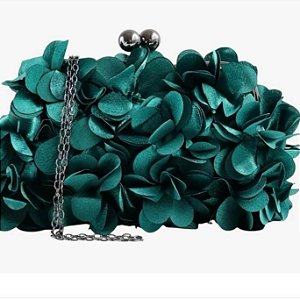 BOLSA PETALAS FLOR FECHO CARTEIRA VERDE