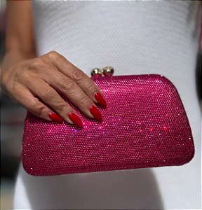 CLUTCH MINI BRILHOS ARREDONDADA PINK