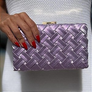 CLUTCH CETIM TRANÇADO FRENTE E VERSO LILÁS