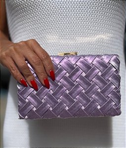 CLUTCH CETIM TRANÇADO FRENTE E VERSO LILÁS