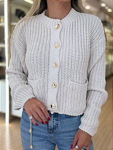 CASAQUETO TRICOT BOTÕES AREIA