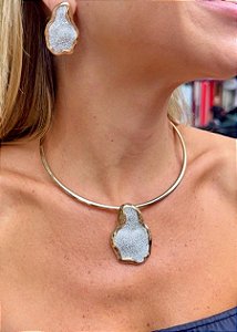 CONJUNTO ARO FOLHA COM BRILHO PRATA