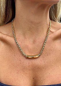 COLAR CORRENTE TUBO DOURADO