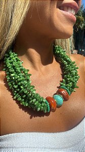 MAXI COLAR VERDE E CORAL