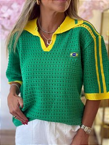 BLUSA BRASIL GOLA RENDADA VERDE
