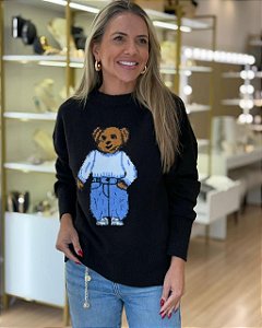BLUSA TRICOT URSO PRETA