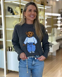 BLUSA TRICOT URSO CINZA