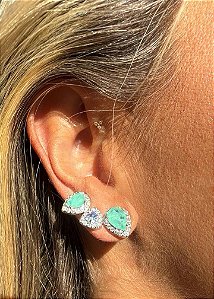 EARCUFF GOTAS TRIANGULO CRAVEJADO TURMALINA TAZANITA