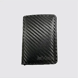 Carteira slim com acabamento em fibra de carbono