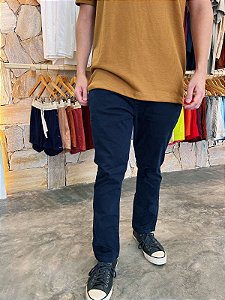 Calça Comfort Chino em Sarja com Elastano – Azul Marinho