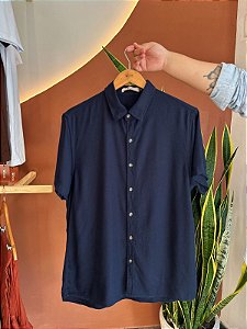 Camisa Linho Azul Marinho