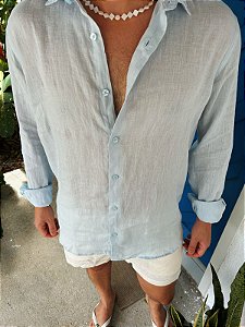 Camisa ML Linho Puro - Azul bebê