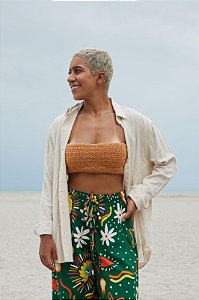 Camisa ML Viscolinho - Areia Clara