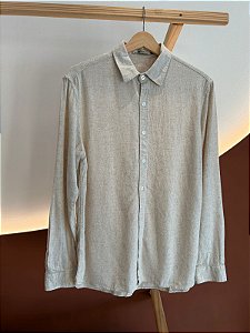 Camisa ML Viscolinho - Areia Clara