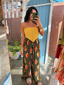 Calça Pantalona Viscose - Chuva de Caju Verde