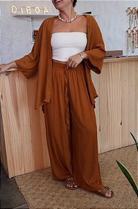 Calça Pantalona Viscose - Mostarda