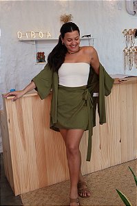 Saia Pareô Curta Viscose - Verde Musgo