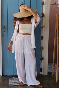 Calça Pantalona Viscose COM FORRO - Branca Bruma do Mar