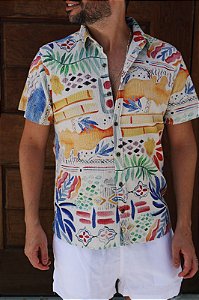 Camisa Texturizada Anarruga - Aquarela de Verão