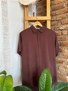 Camisa Texturizada Viscose Premium - Marrom Café