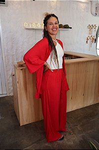 Calça Pantalona Viscose - Vermelha