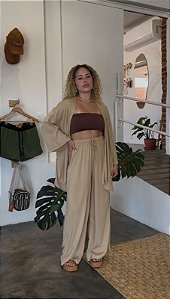 Calça Pantalona Viscose - Palha