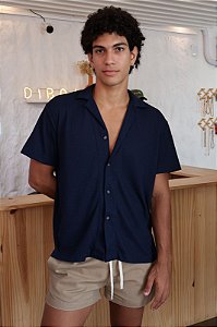 Camisa Texturizada Tricô Havana - Azul Marinho