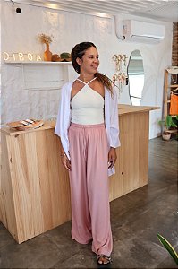 Calça Pantalona Viscose - Rosa Queimado