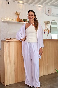 Calça Pantalona Viscose SEM FORRO - Branca Bruma do Mar